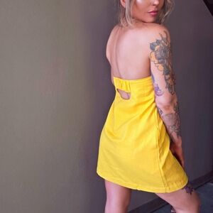 Yellow Strapless Mini Dress